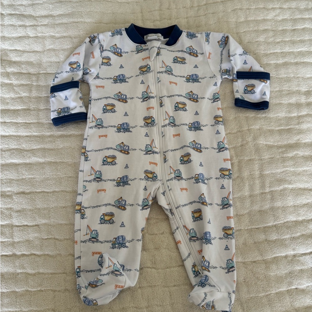 Kissy kissy 0/3 month work trucks onesie